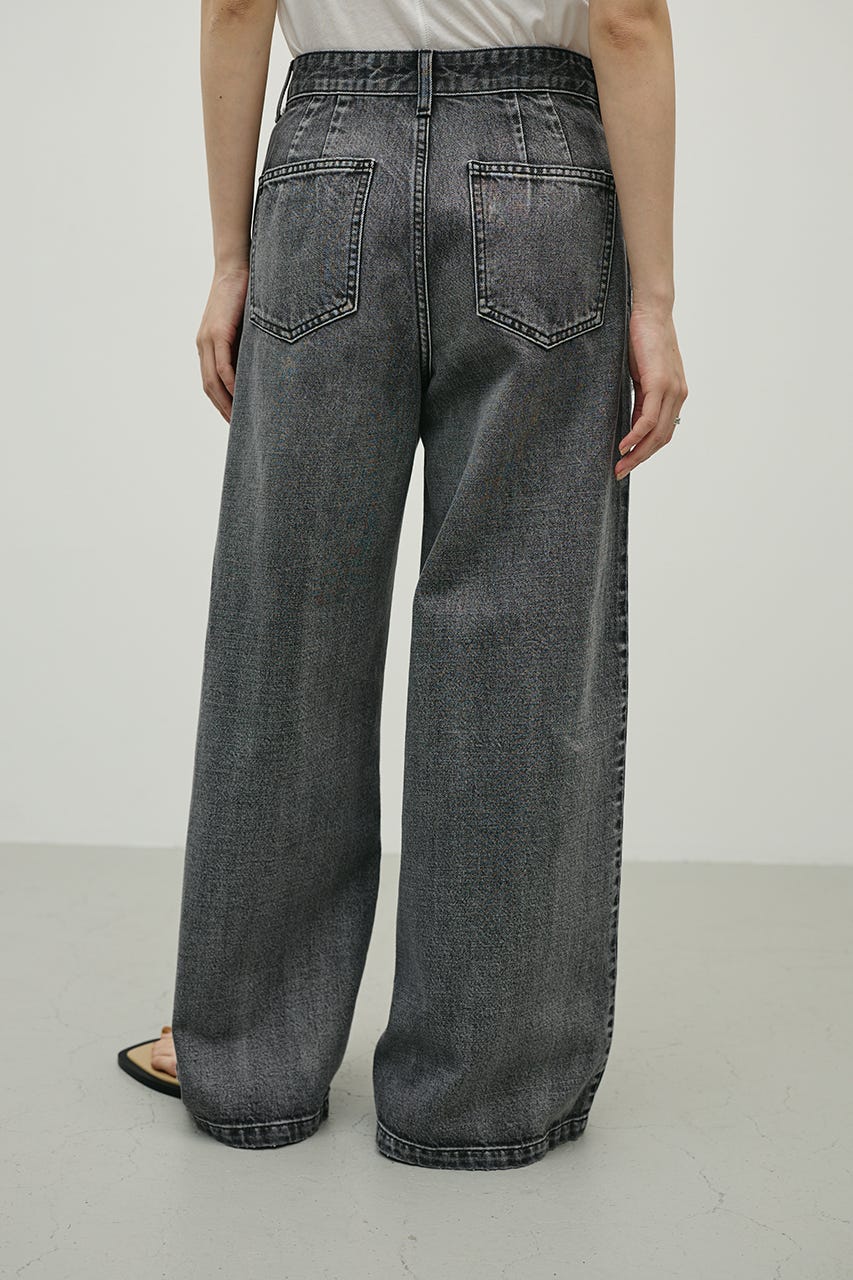 サイドフリンジワイドデニム BLK S