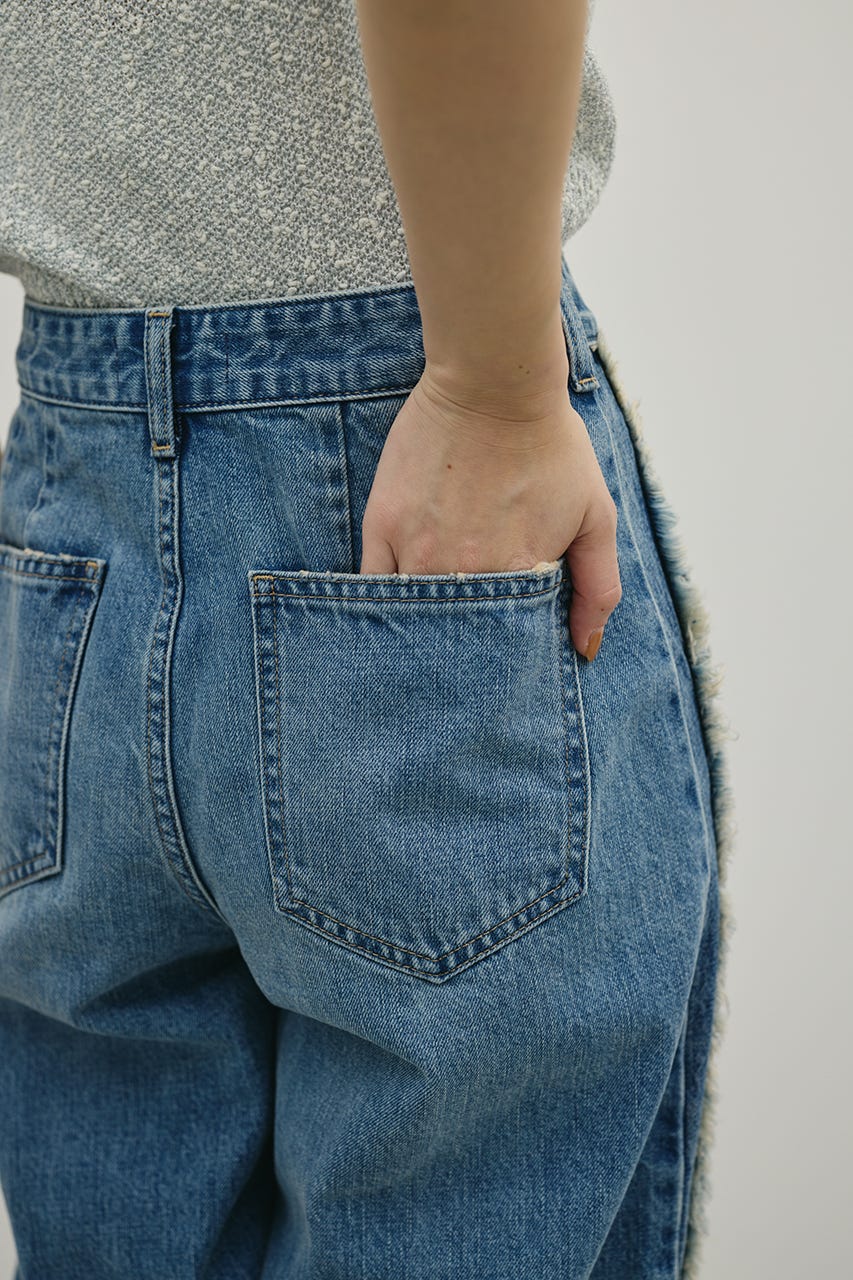 サイドフリンジワイドデニム BLU S