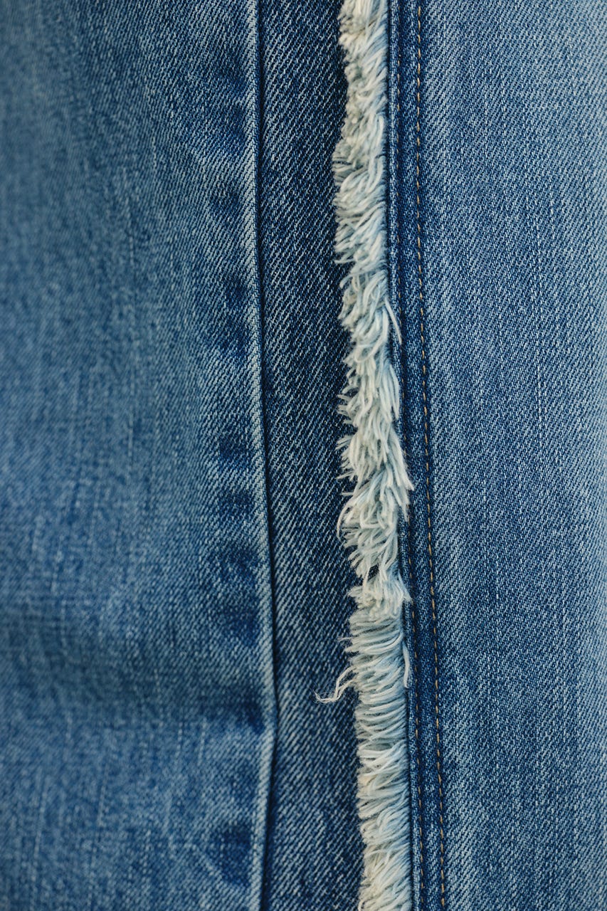 サイドフリンジワイドデニム BLU S