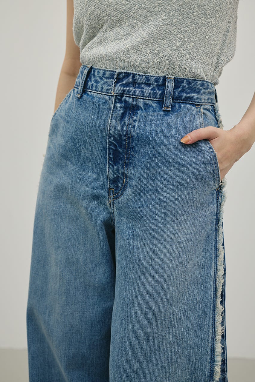 サイドフリンジワイドデニム BLU S