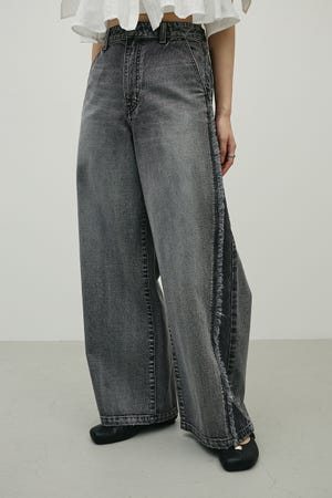 サイドフリンジワイドデニム