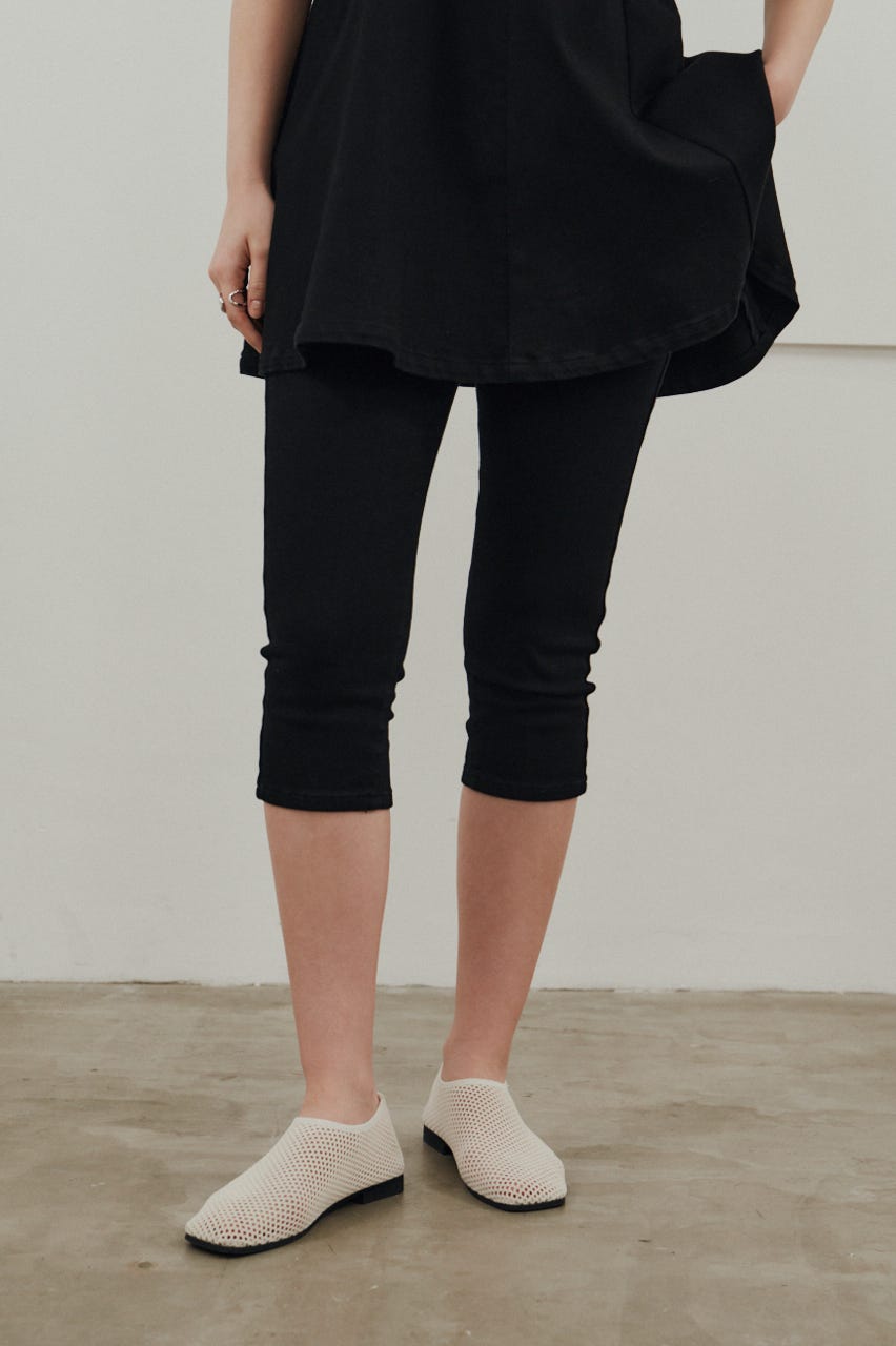 ストレッチデニムカプリパンツ BLK S