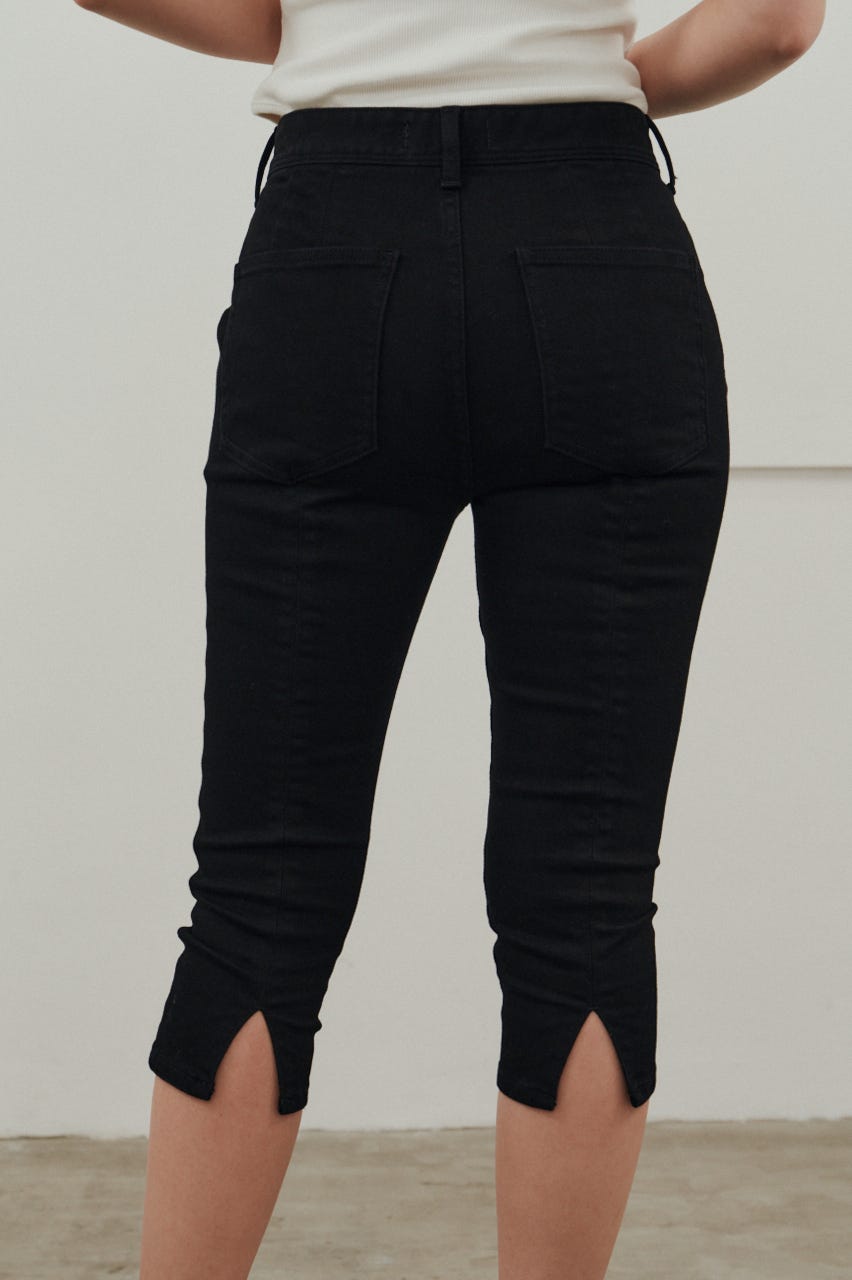 ストレッチデニムカプリパンツ BLK S