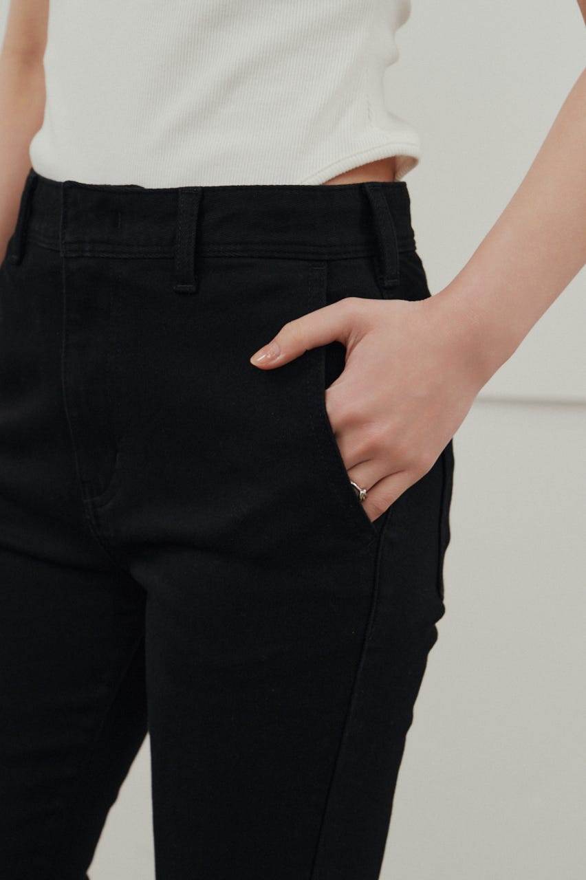 ストレッチデニムカプリパンツ BLK S