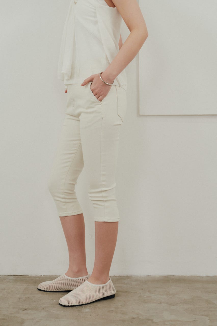 ストレッチデニムカプリパンツ WHT S