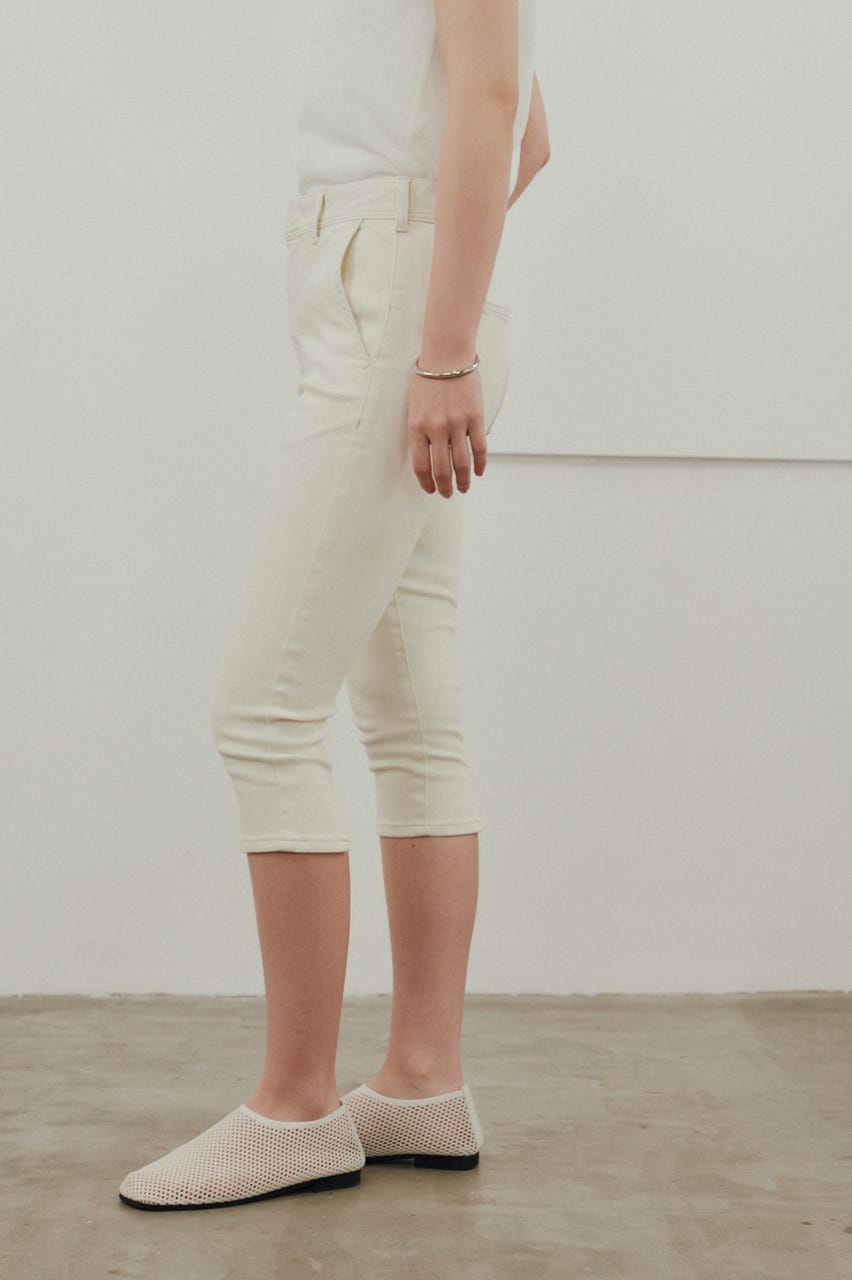 ストレッチデニムカプリパンツ WHT S