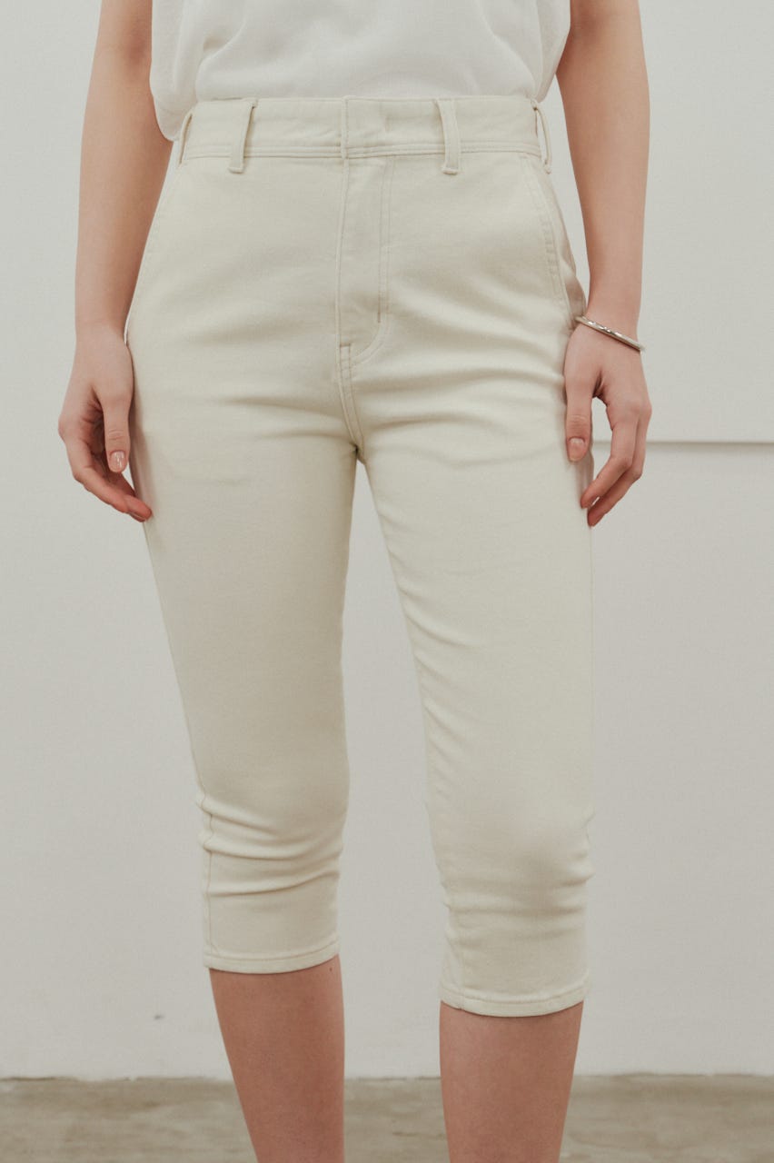 ストレッチデニムカプリパンツ WHT S