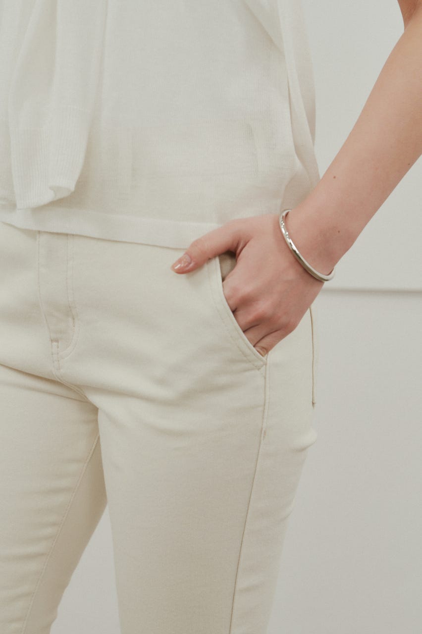 ストレッチデニムカプリパンツ WHT S