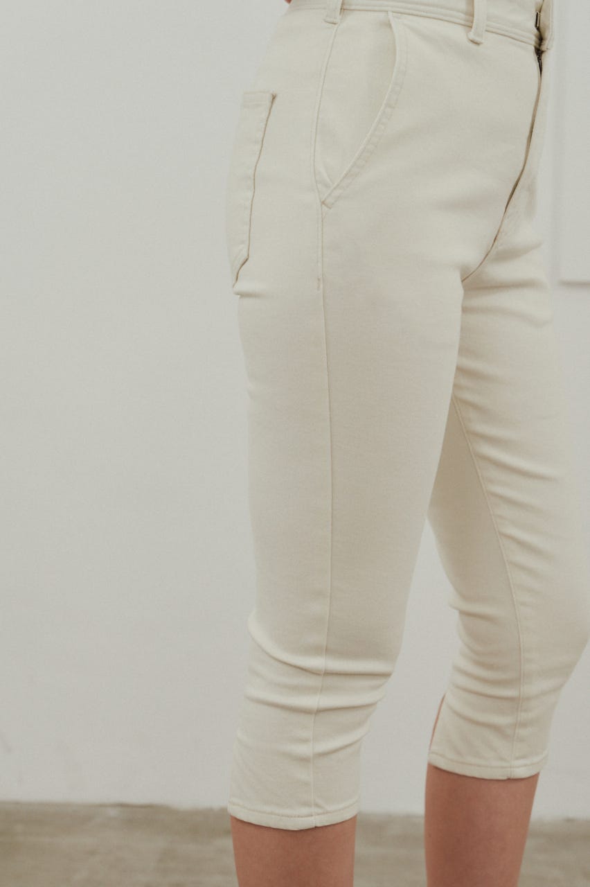 ストレッチデニムカプリパンツ WHT S