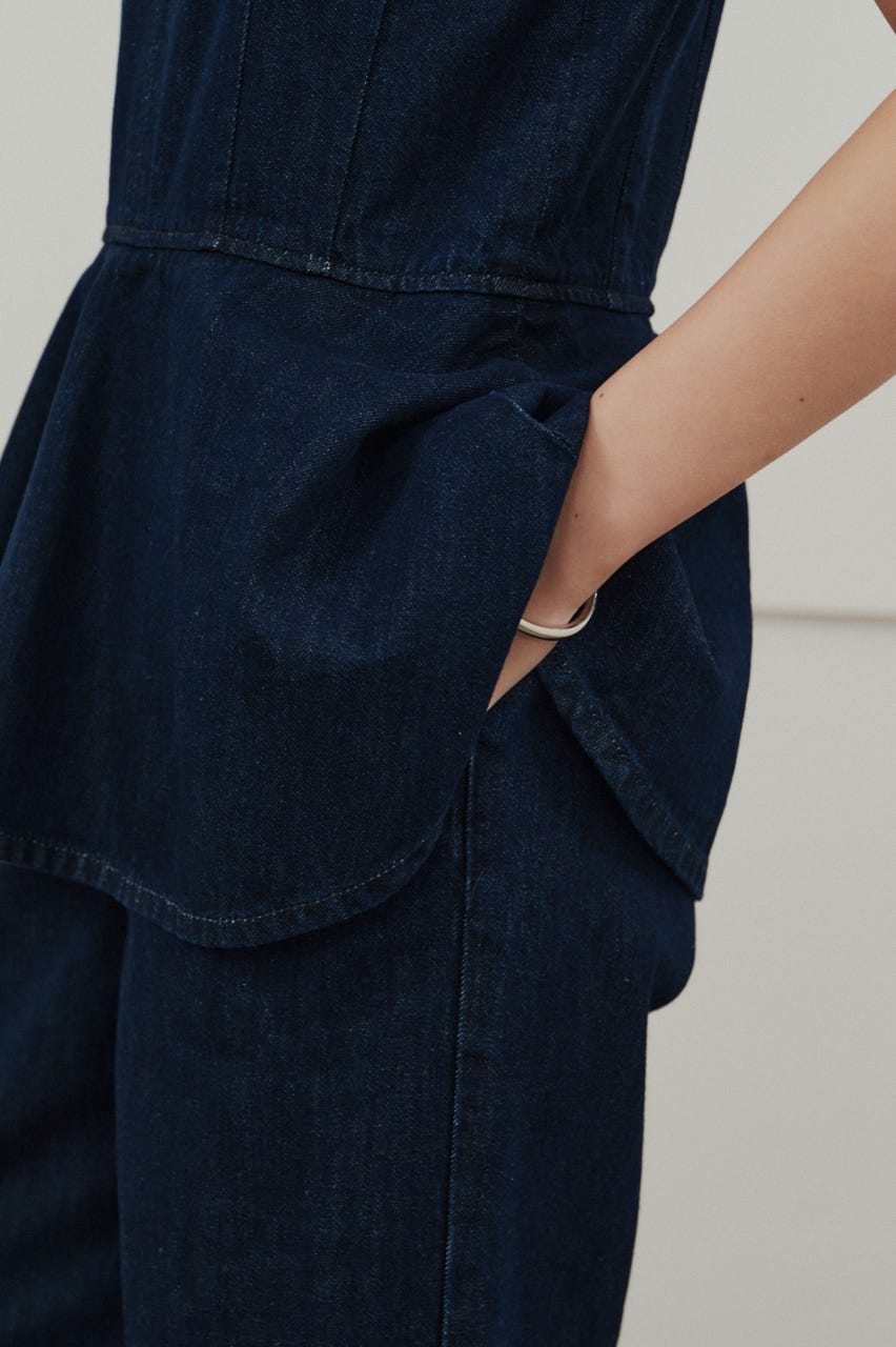 ペプラムデニムオールインワン IDG S