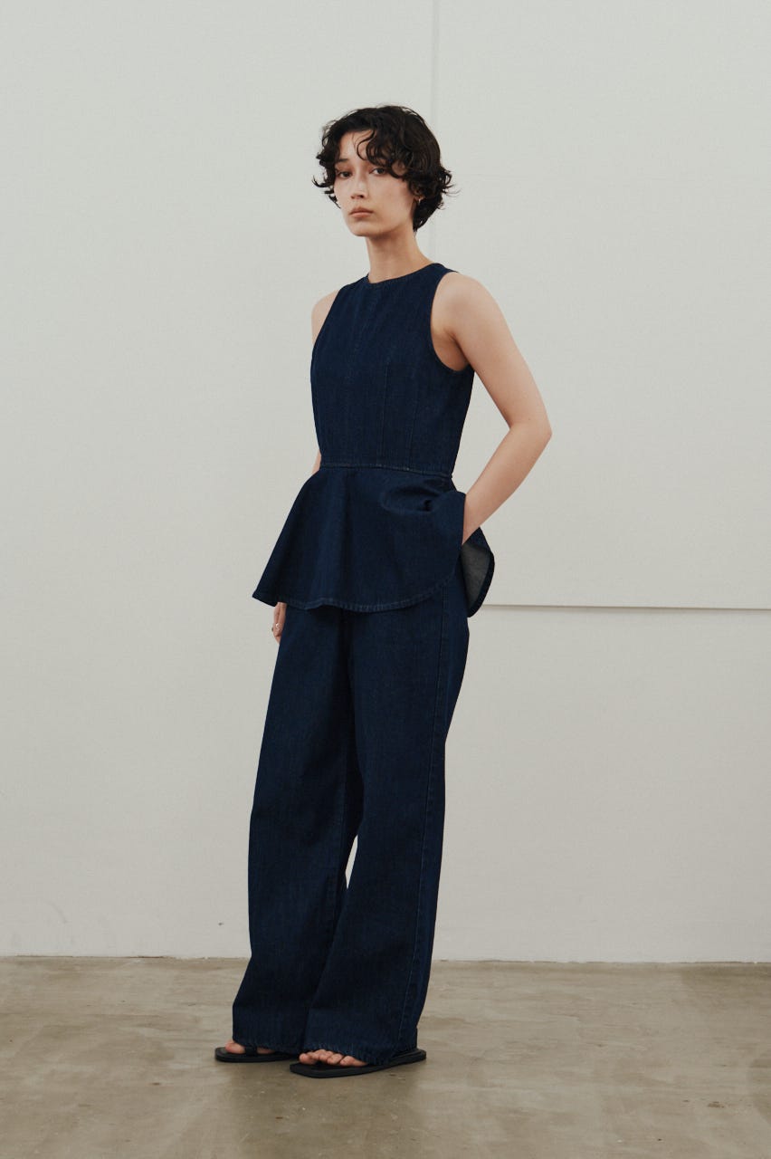 ペプラムデニムオールインワン IDG S