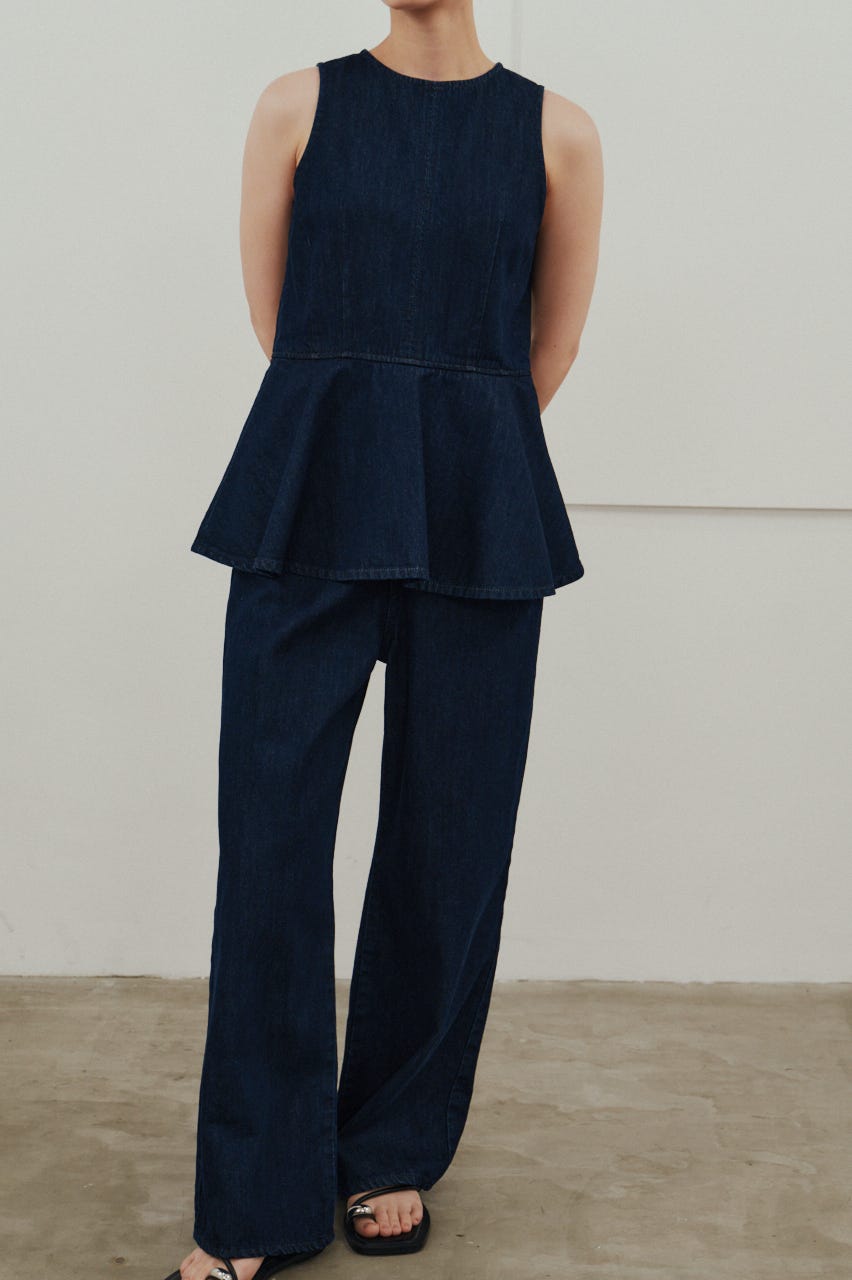 ペプラムデニムオールインワン IDG S