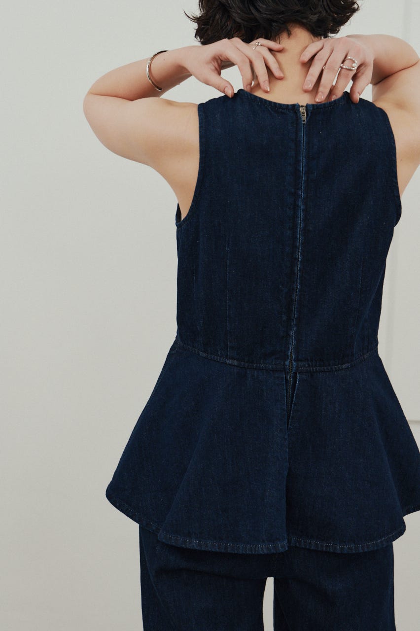 ペプラムデニムオールインワン IDG S
