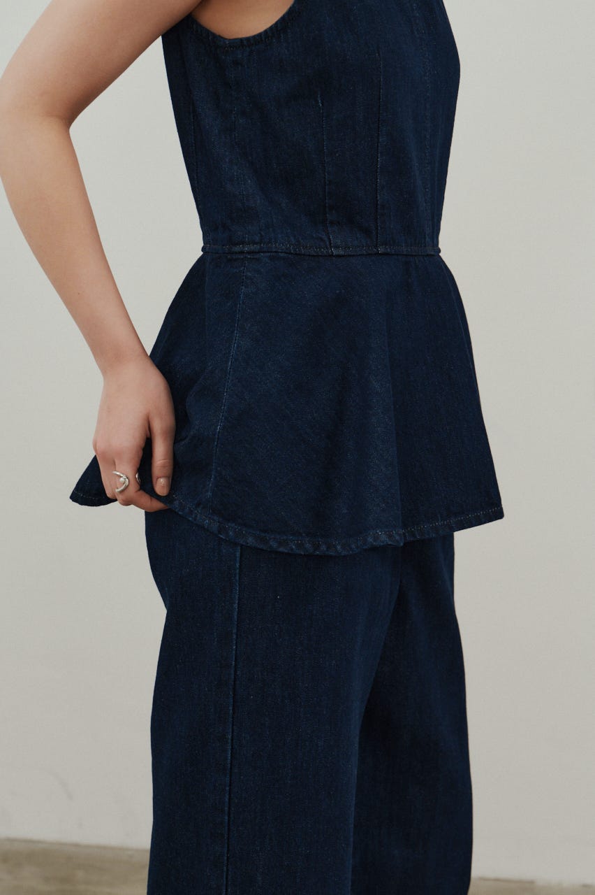 ペプラムデニムオールインワン IDG S