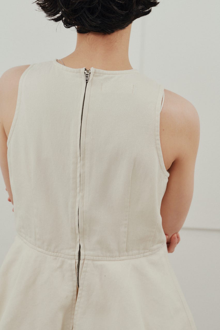 ペプラムデニムオールインワン WHT S