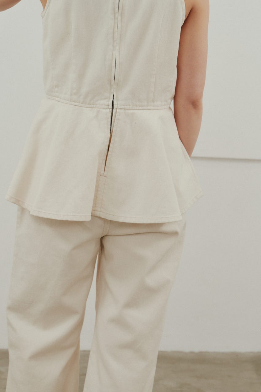 ペプラムデニムオールインワン WHT S