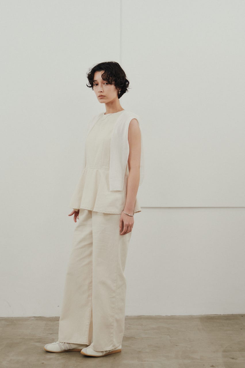 ペプラムデニムオールインワン WHT S