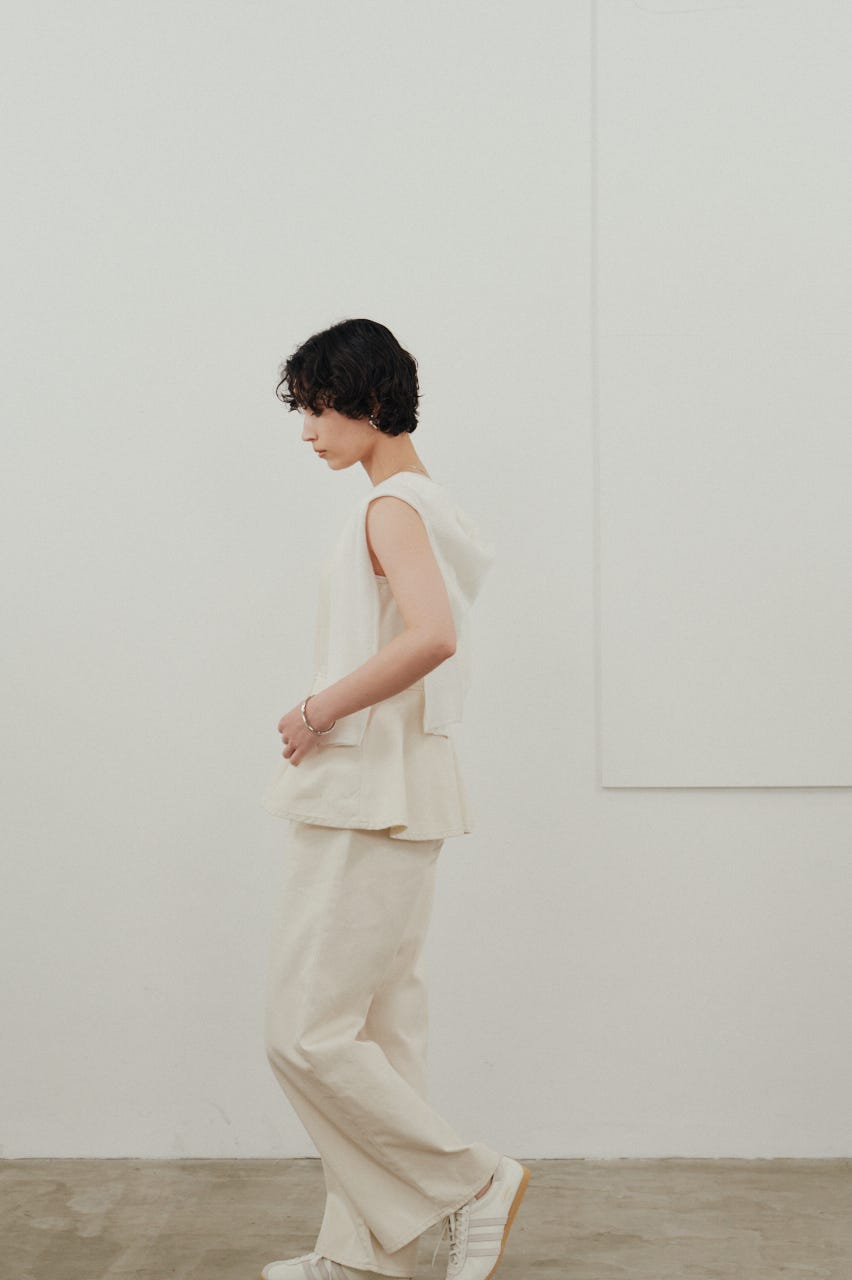 ペプラムデニムオールインワン WHT S