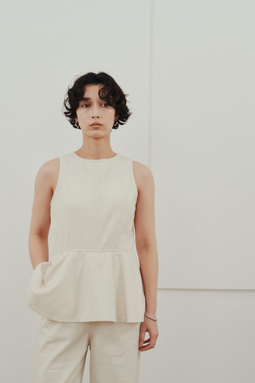 ペプラムデニムオールインワン WHT S