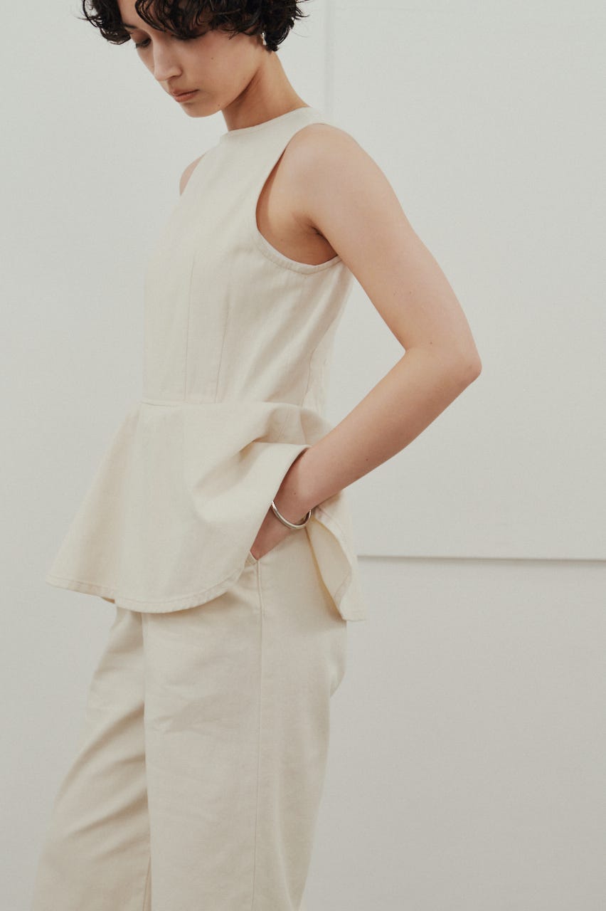 ペプラムデニムオールインワン WHT S