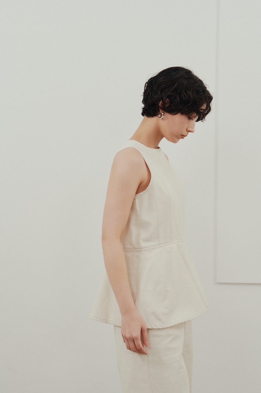 ペプラムデニムオールインワン WHT S