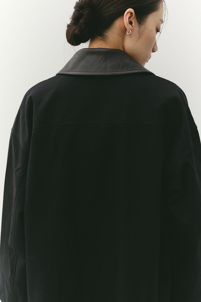 フェイクレザーカラーカバーオール BLK FREE