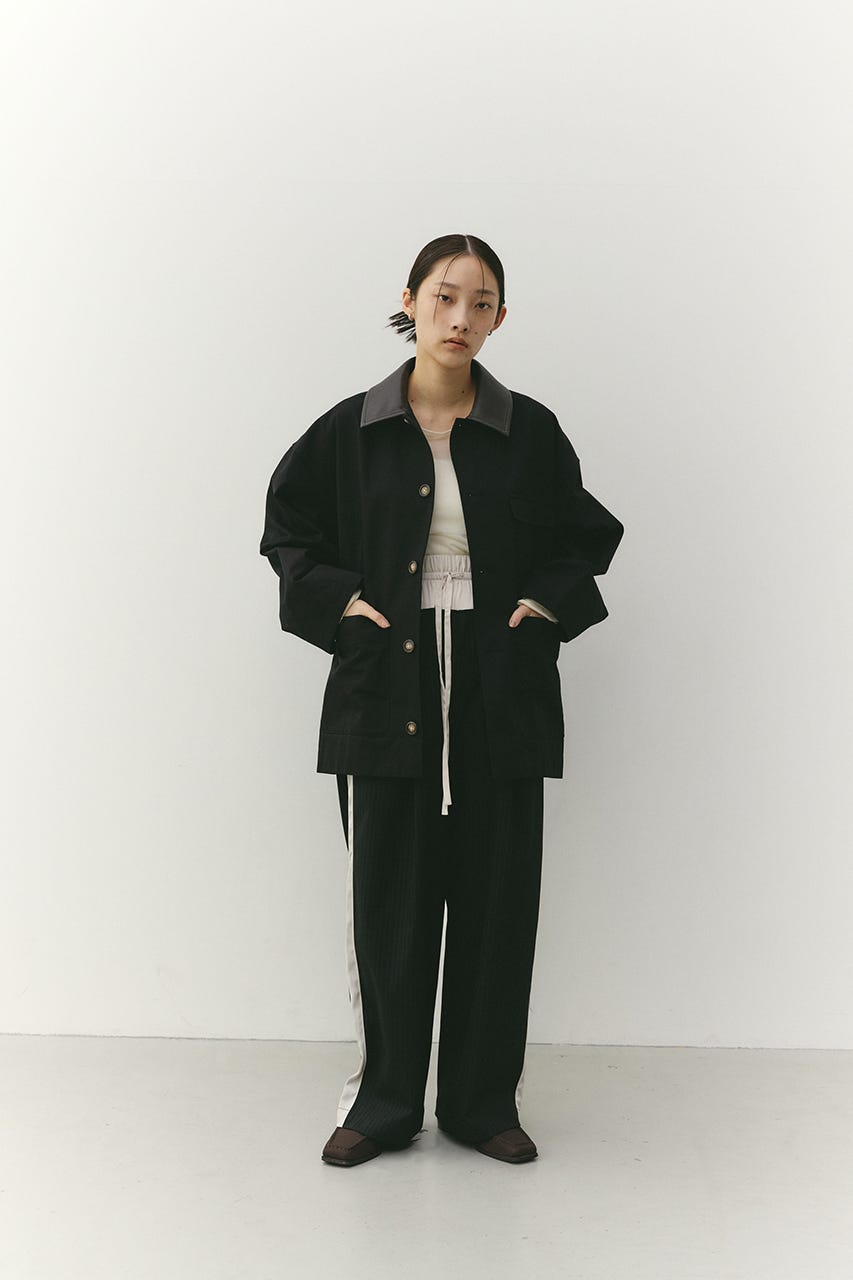 フェイクレザーカラーカバーオール BLK FREE