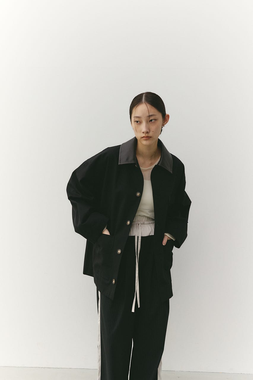 フェイクレザーカラーカバーオール BLK FREE