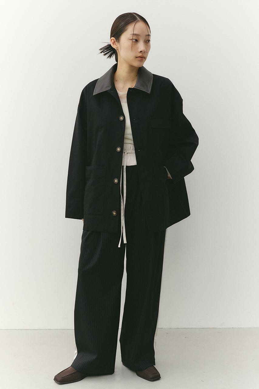 フェイクレザーカラーカバーオール BLK FREE