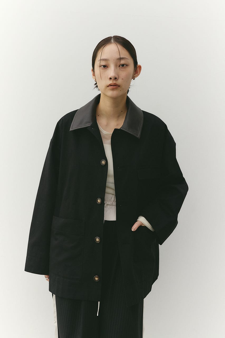 フェイクレザーカラーカバーオール BLK FREE