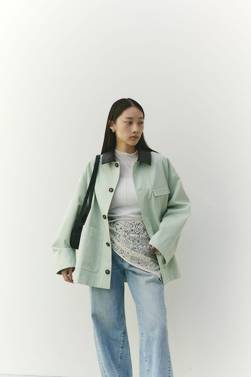 フェイクレザーカラーカバーオール MINT FREE