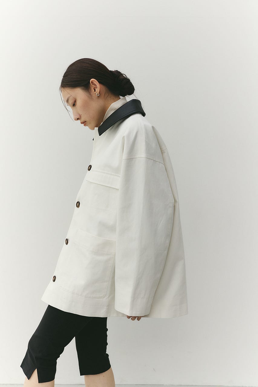 フェイクレザーカラーカバーオール WHT FREE