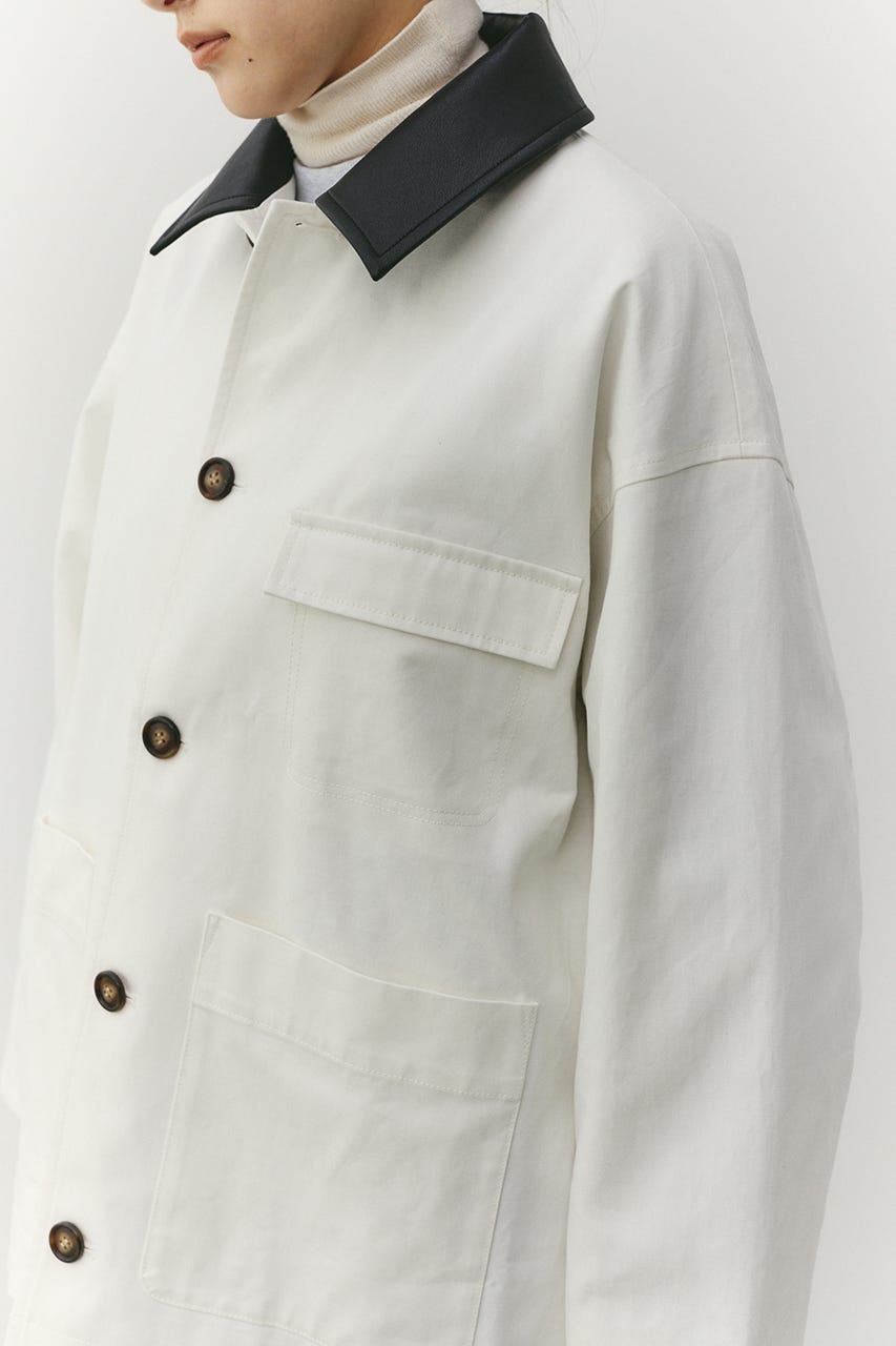 フェイクレザーカラーカバーオール WHT FREE