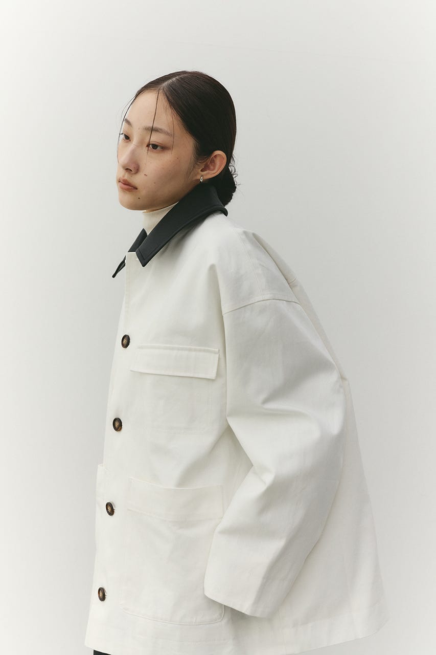 フェイクレザーカラーカバーオール WHT FREE