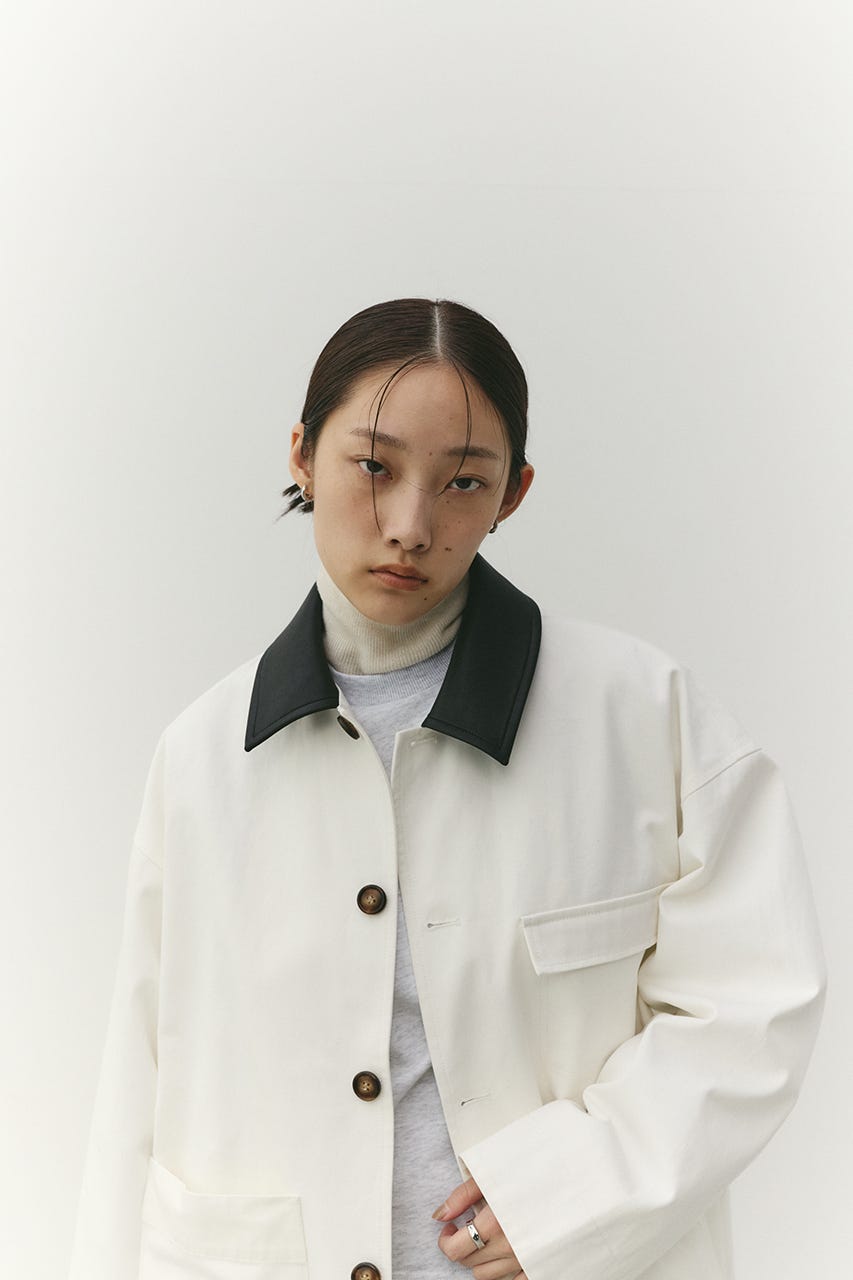 フェイクレザーカラーカバーオール WHT FREE