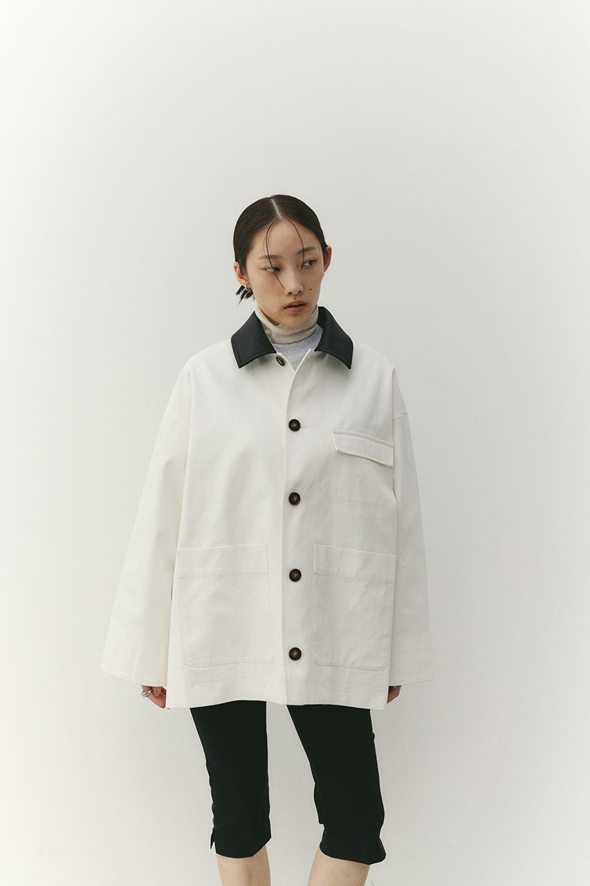 フェイクレザーカラーカバーオール WHT FREE