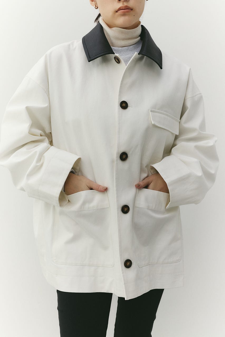 フェイクレザーカラーカバーオール WHT FREE