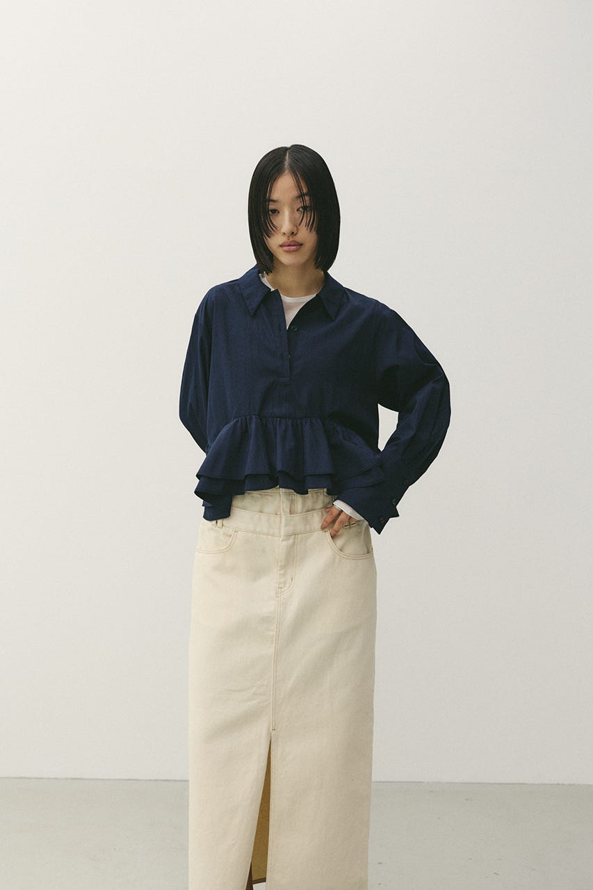 ヘムフリルシャツ NVY FREE