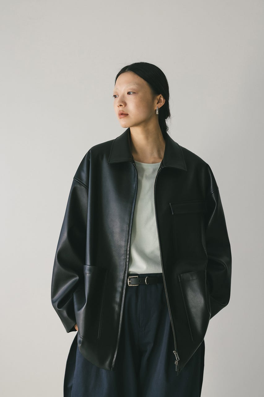 フェイクレザージャケット BLK FREE