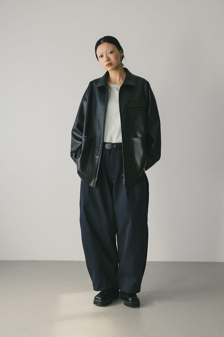 フェイクレザージャケット BLK FREE