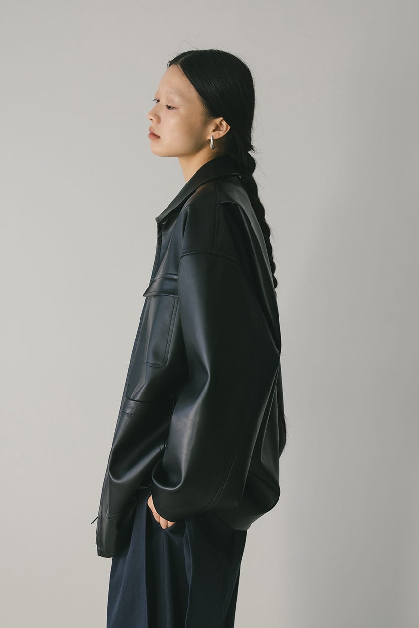 フェイクレザージャケット BLK FREE