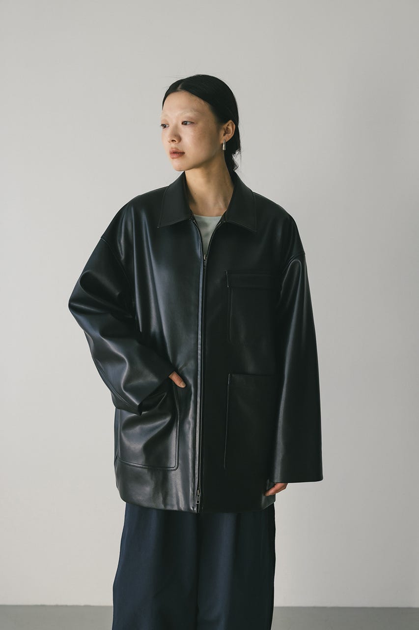 フェイクレザージャケット BLK FREE