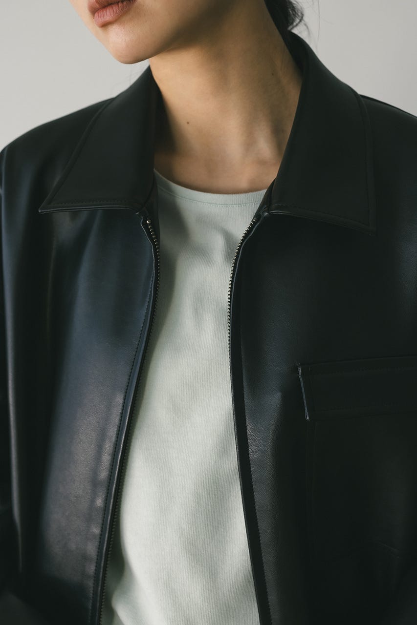 フェイクレザージャケット BLK FREE