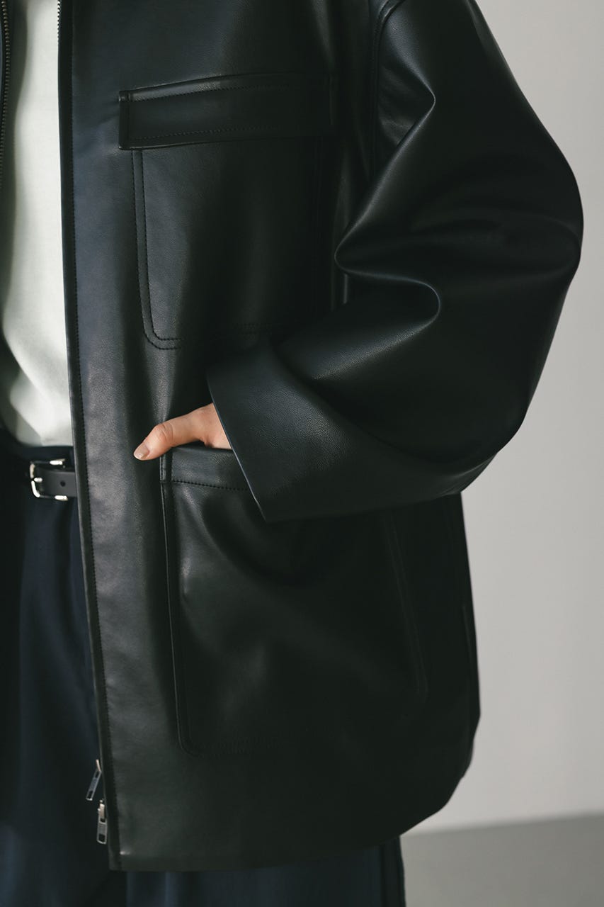 フェイクレザージャケット BLK FREE