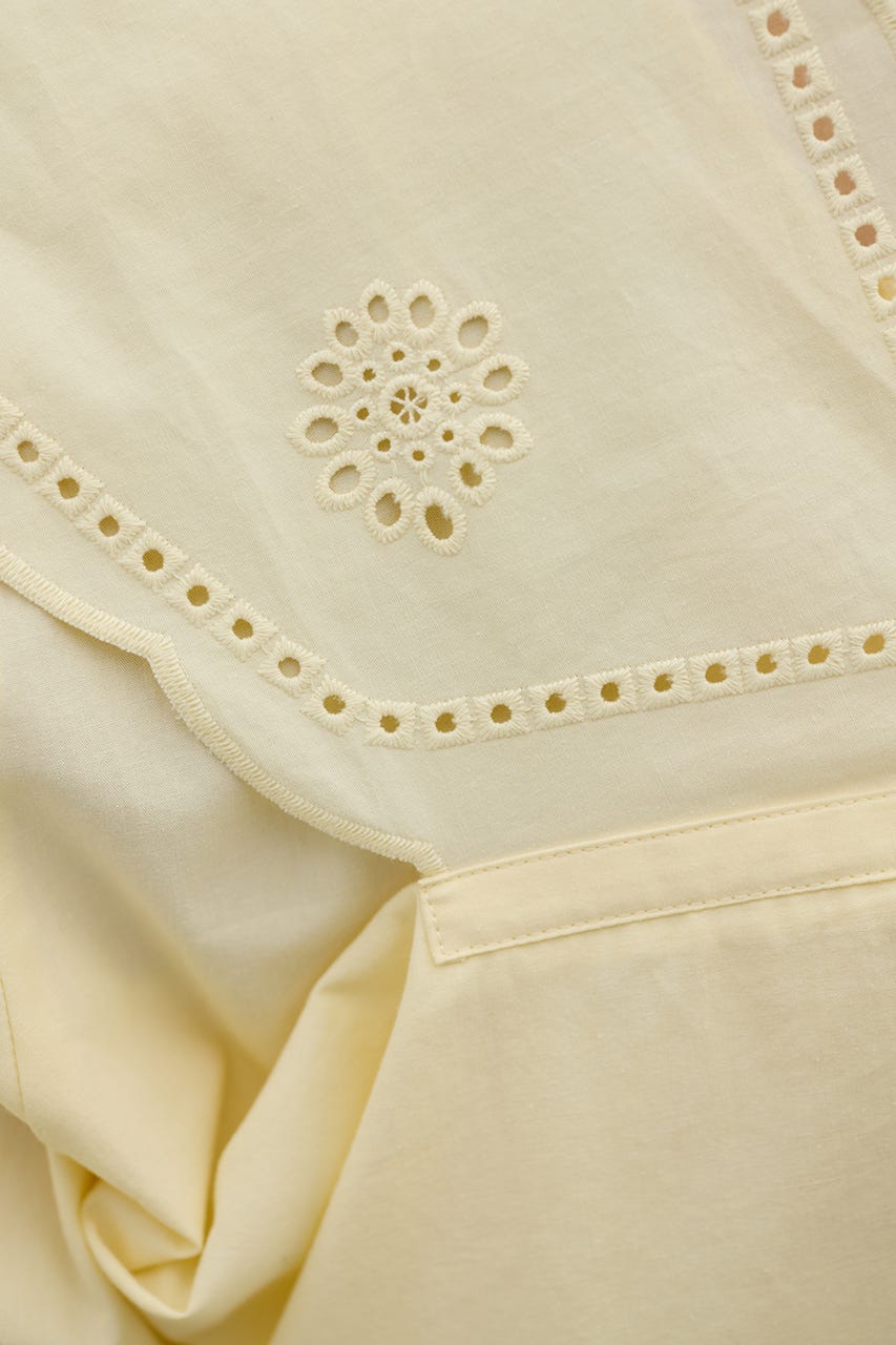 カットワークカラーブラウス L/YEL FREE