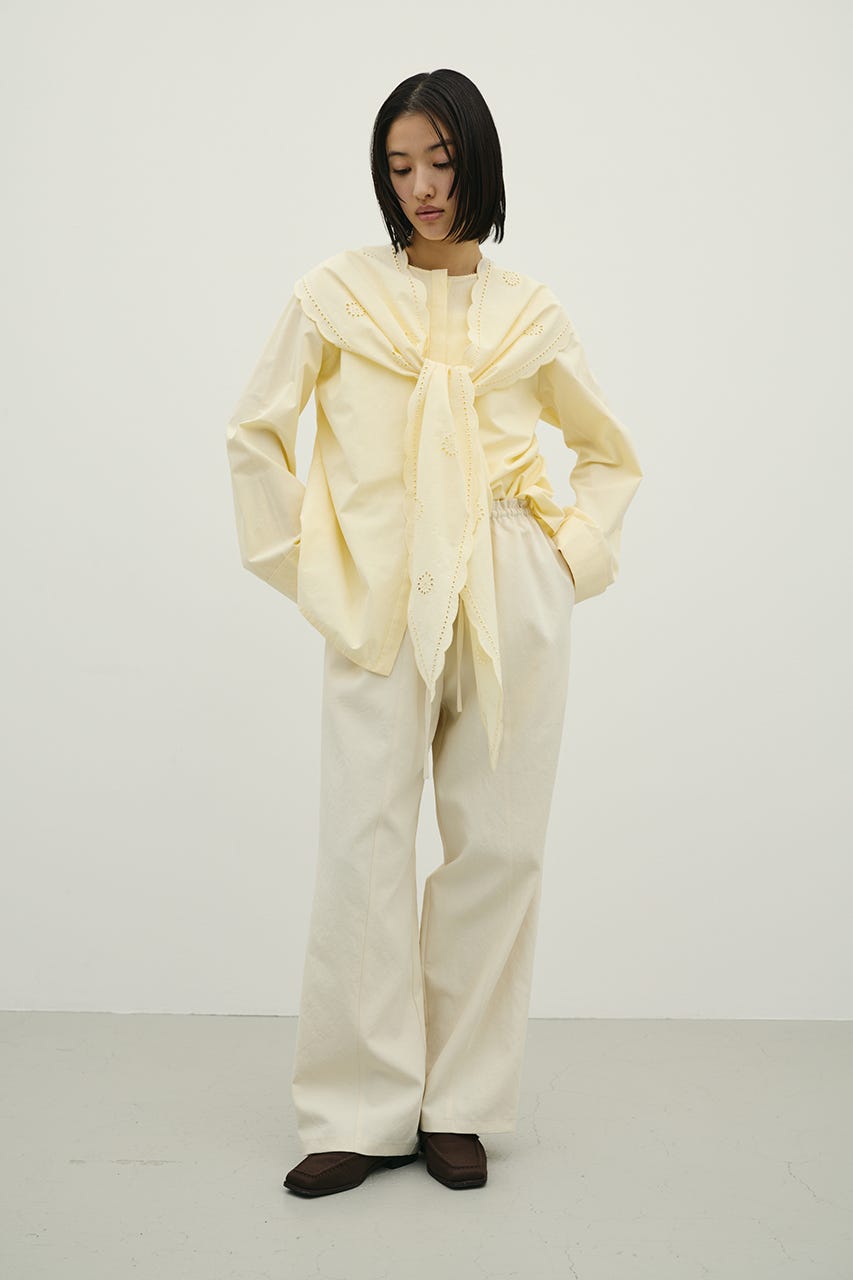 カットワークカラーブラウス L/YEL FREE