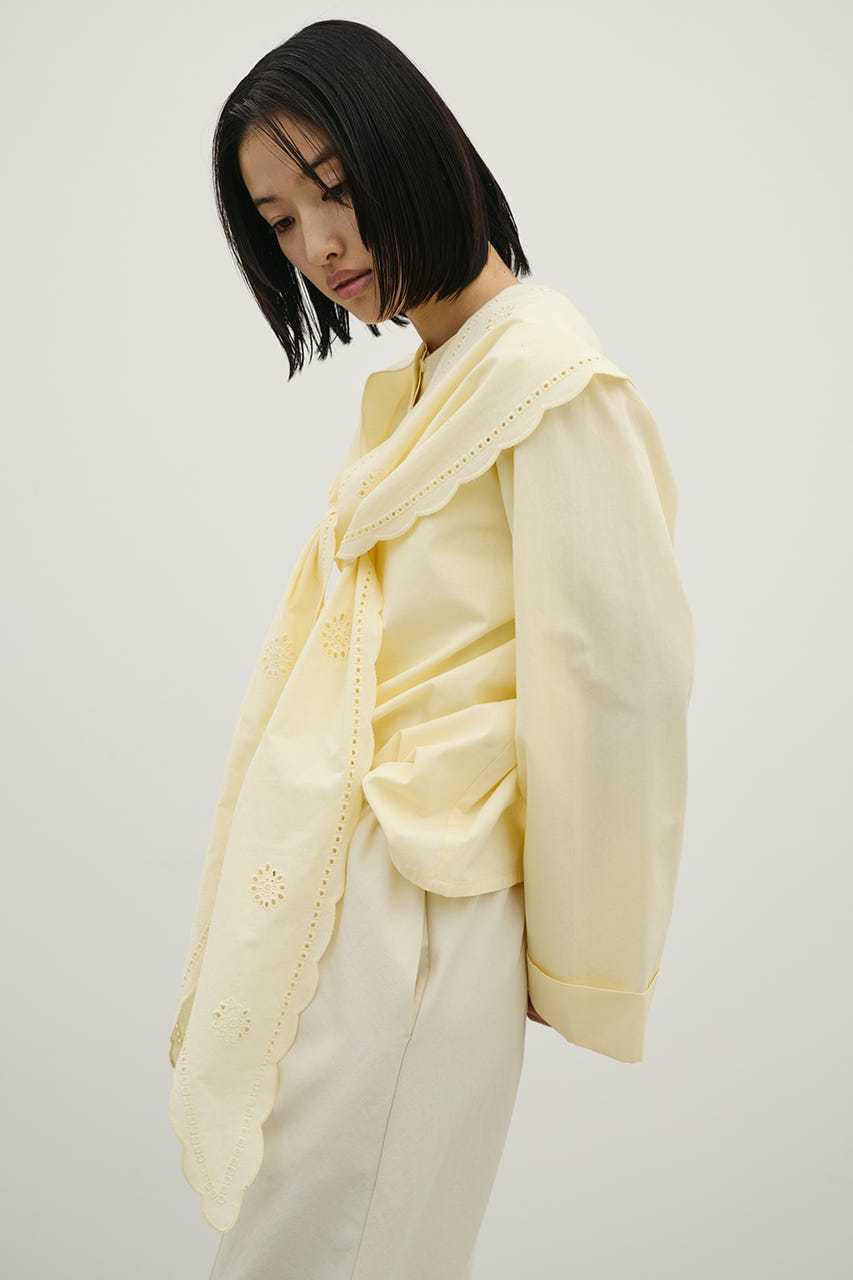 カットワークカラーブラウス L/YEL FREE