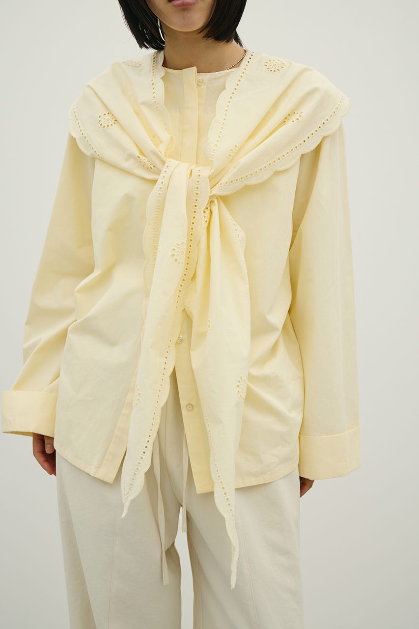 カットワークカラーブラウス L/YEL FREE