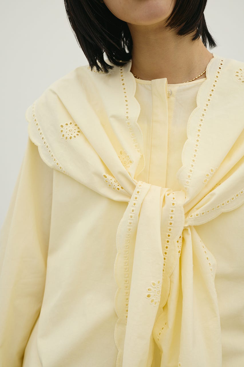 カットワークカラーブラウス L/YEL FREE