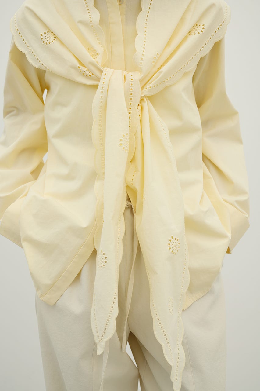 カットワークカラーブラウス L/YEL FREE